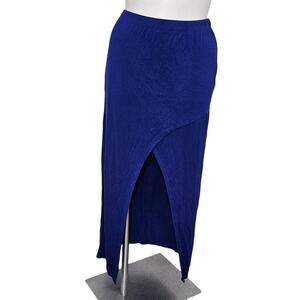 bebe faux Wrap maxi Skirt solid blue sz XL